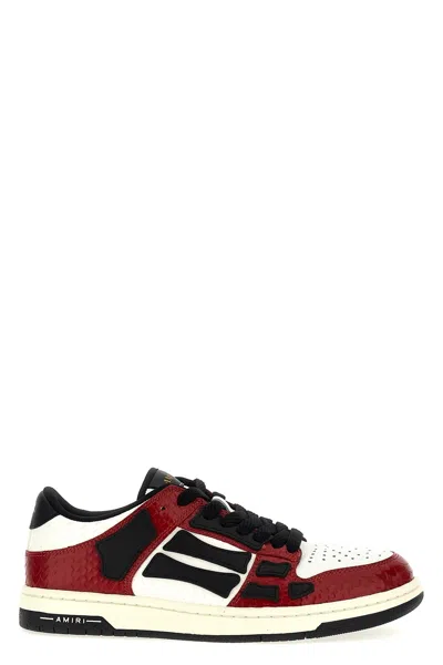 Amiri Skel Top Low Red Sneakers With Skeleton Patch In Leather Man In Multicolor