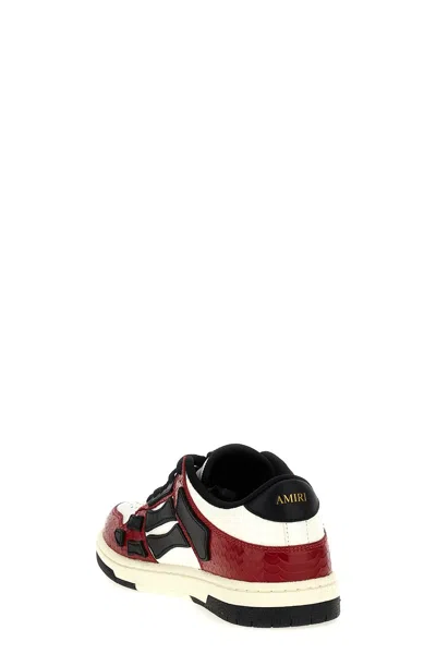 Amiri Skel Top Low Red Sneakers With Skeleton Patch In Leather Man In Multicolor