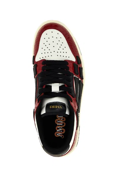 Amiri Skel Top Low Red Sneakers With Skeleton Patch In Leather Man In Multicolor