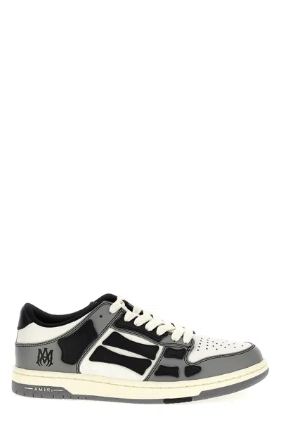 Amiri Varsity Skel Top Low Sneakers In Grey Leather In Multicolor