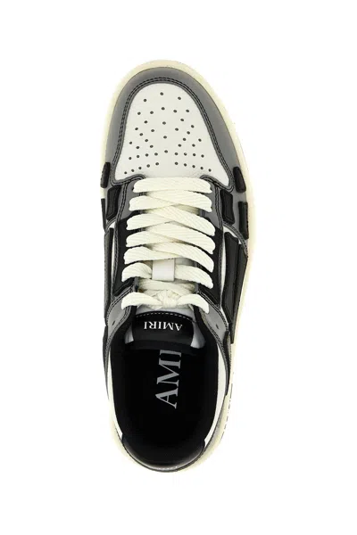 Amiri Varsity Skel Top Low Sneakers In Grey Leather In Multicolor