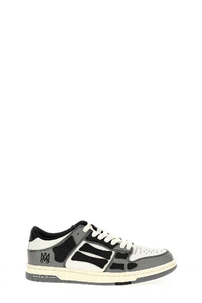 Amiri Varsity Skel Top Low Sneakers In Grey Leather In Multicolor