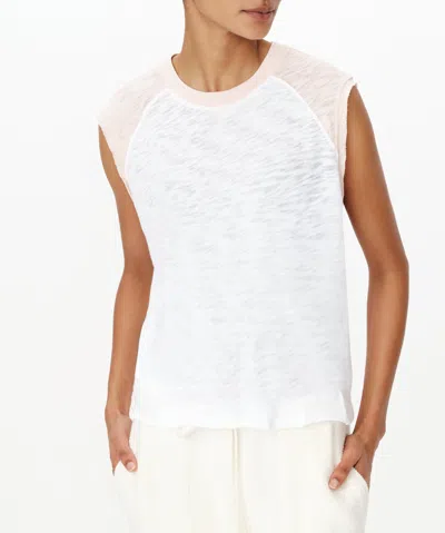 Atm Anthony Thomas Melillo Slub Jersey Sleeveless Baseball Muscle Tee In White-oyster Pink