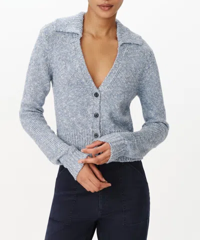 Atm Anthony Thomas Melillo Crop Collared Cardigan In Pastel Blue Marl