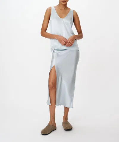 Atm Anthony Thomas Melillo Satin Slit Detail Bias Skirt In Pastel Blue