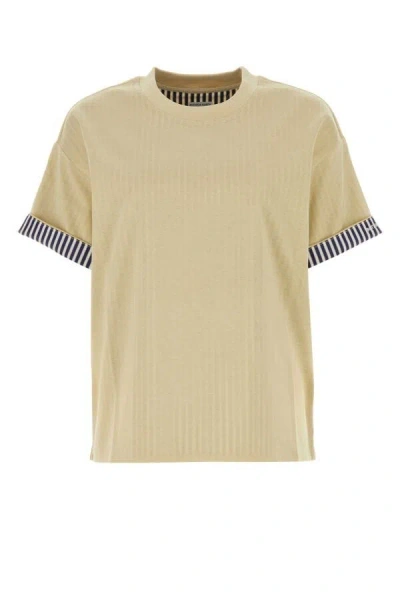 Bottega Veneta Double Layer Striped Cotton T-shirt In Yellow