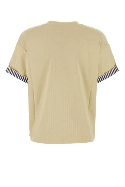 Bottega Veneta Double Layer Striped Cotton T-shirt In Yellow