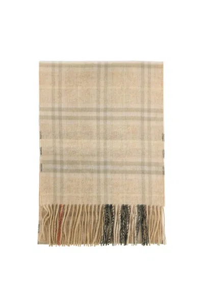Burberry Check Reversible Cashmere Scarf Women In Cream