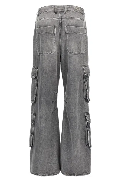 Diesel D-sire-cargo-d Grey Cargo Jeans With Low-rise Waist In Gray
