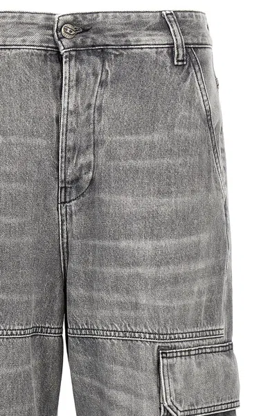 Diesel D-sire-cargo-d Grey Cargo Jeans With Low-rise Waist In Gray