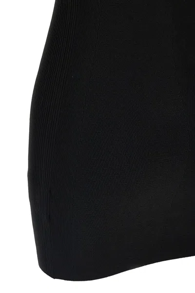 Diesel M-caddix Black Dress With Oval D Logo Plaque On The Front In Viscose Blend Woman In Black