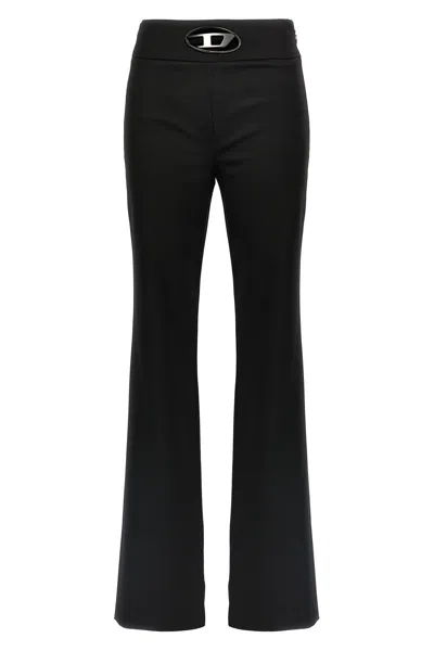 Diesel Women P-erseus Wool Blend Trousers In Black