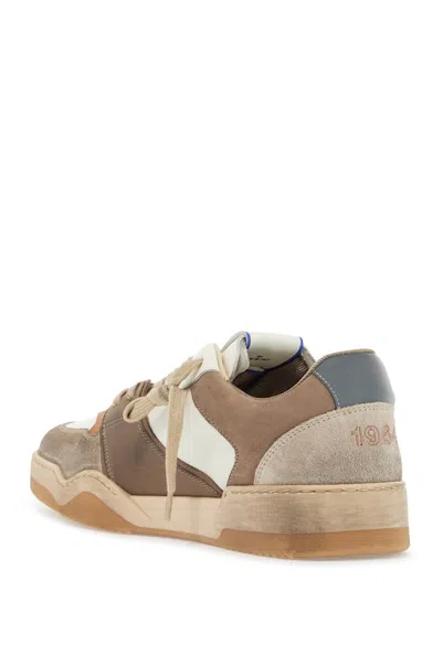 Dsquared2 Beige Sneakers With Suede Inserts And Embossed Logo On The Side In Leather Man In Cream