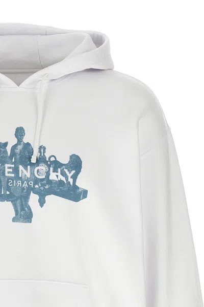 Givenchy Mens White Logo-embroidered Ribbed Cotton-blend Hoody In White