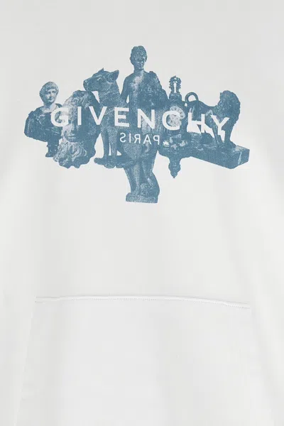 Givenchy Mens White Logo-embroidered Ribbed Cotton-blend Hoody In White