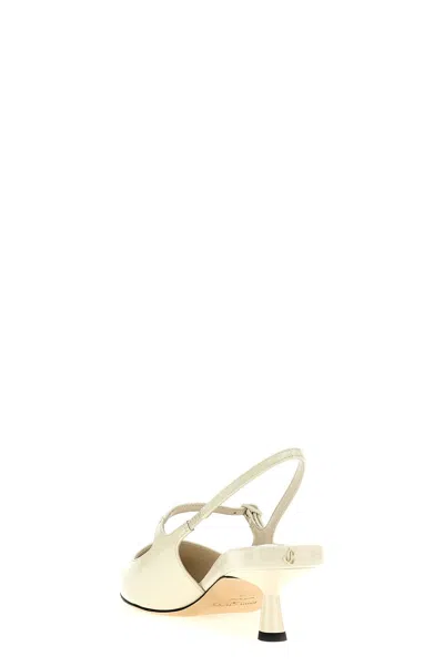 Jimmy Choo Didi 45 Glossy Patent Leather Slingback Pumps In White