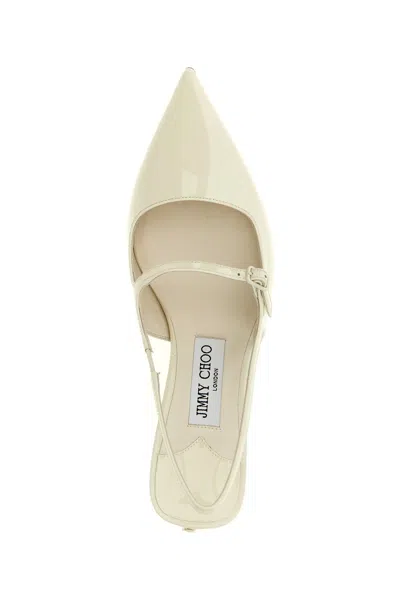 Jimmy Choo Didi 45 Glossy Patent Leather Slingback Pumps In White