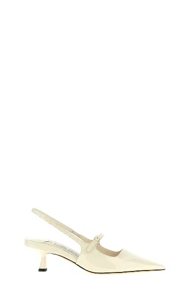 Jimmy Choo Didi 45 Glossy Patent Leather Slingback Pumps In White