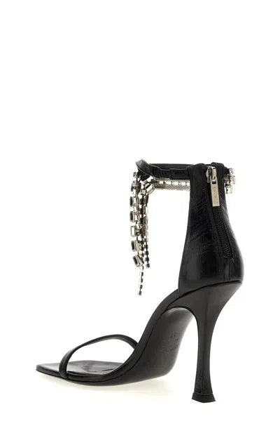 Jimmy Choo Verity 100 Crystal Embellished Leather Sandals In Black