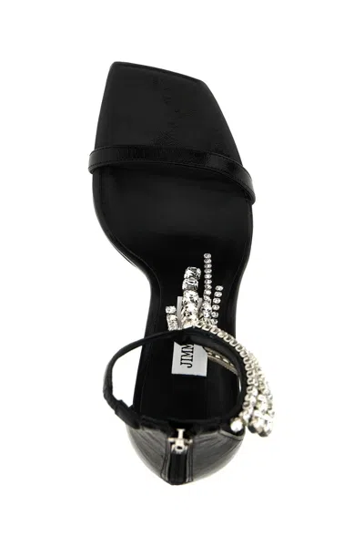 Jimmy Choo Verity 100 Crystal Embellished Leather Sandals In Black