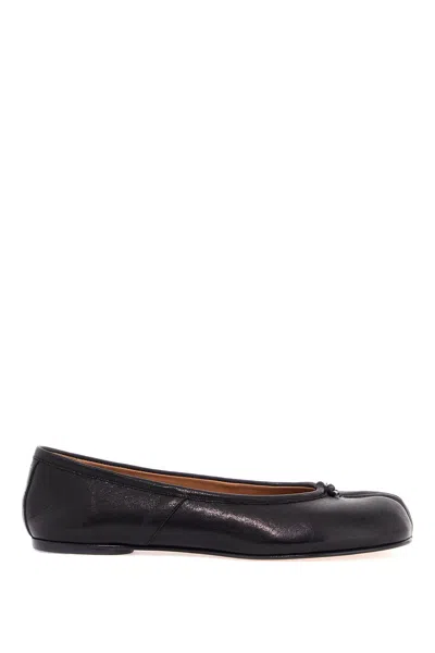 Maison Margiela Black Leather Tabi Ballerinas With Iconic Tabi Split-toe In Black
