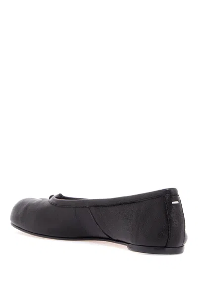 Maison Margiela Black Leather Tabi Ballerinas With Iconic Tabi Split-toe In Black