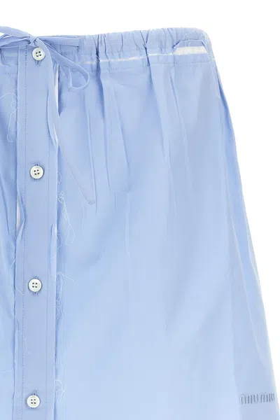 Miu Miu Women Mini Logo Skirt In Blue