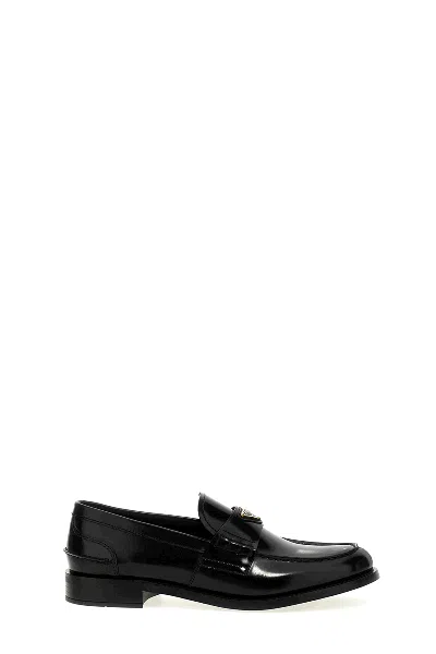 Prada Chocolate Moccasin In Black Patent Leather Men