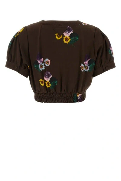 Prada Women's Printed Poly Pongee Crop-top In Multicolor
