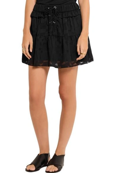 Shop Iro Carmel Lace-up Chiffon And Tulle Mini Skirt