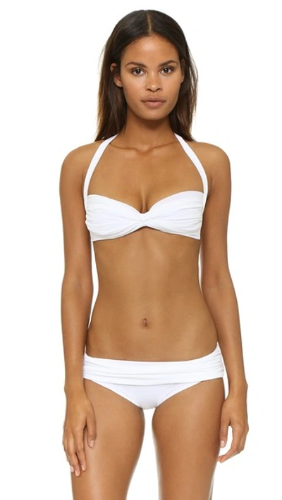 Norma Kamali Bill Ruched Halterneck Bikini Top In White
