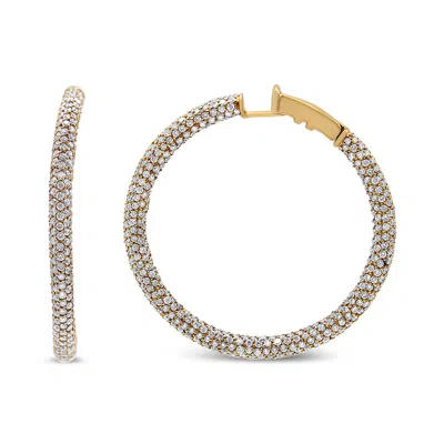 Haus Of Brilliance 18k Rose Gold 6.90 Cttw Pave Set Diamond Inside Out Eternity Hoop Earrings In Multi