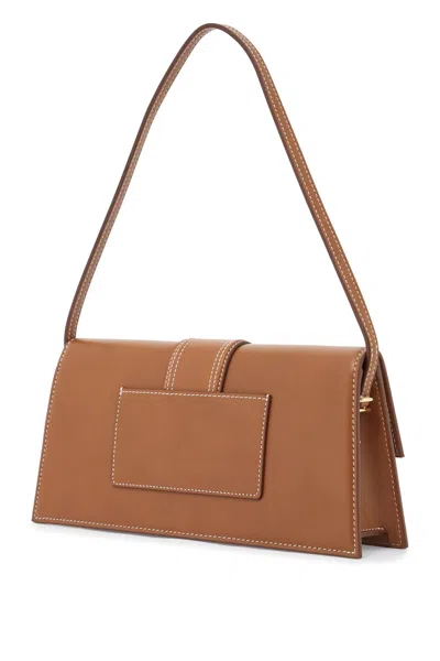 Jacquemus Long Leather Shoulder Bag With Rectangular Shape In Brown
