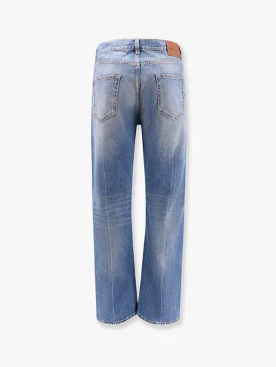 Alexander Mcqueen Blue High Waisted Jeans With Logo Detail On The Loop And Logo Patch On The Rear In In Blue