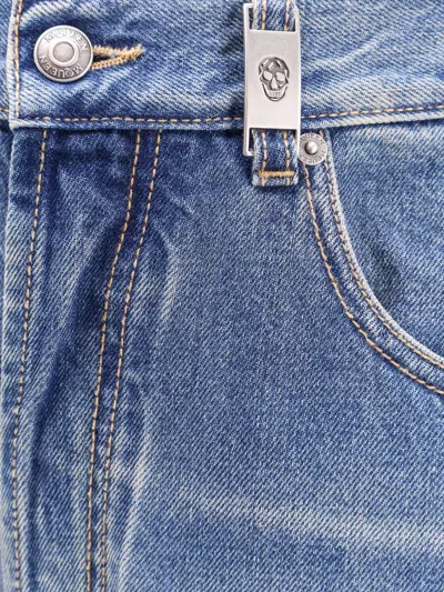Alexander Mcqueen Blue High Waisted Jeans With Logo Detail On The Loop And Logo Patch On The Rear In In Blue