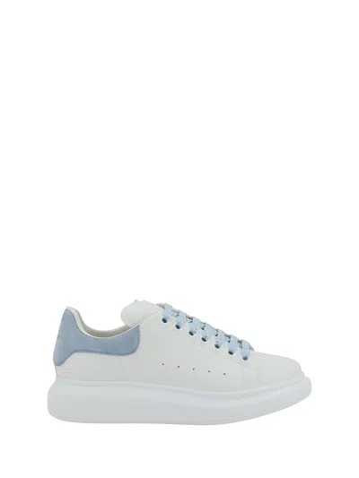 Alexander Mcqueen White And Light Blue Leather Sneakers In Multicolor