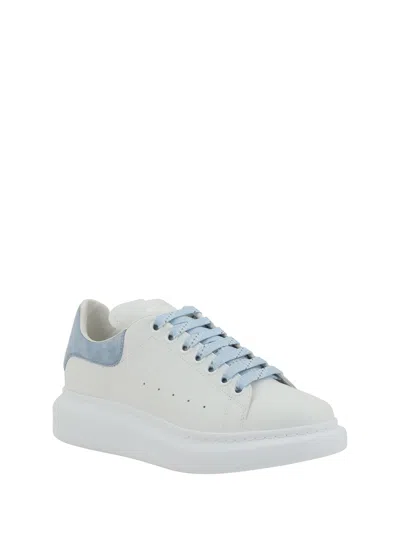 Alexander Mcqueen White And Light Blue Leather Sneakers In Multicolor