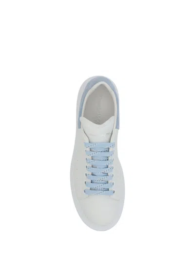 Alexander Mcqueen White And Light Blue Leather Sneakers In Multicolor