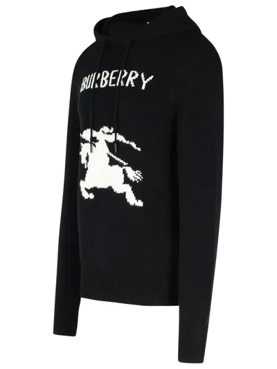 Burberry Cotton Sweater With Ekd Embroidery In Black