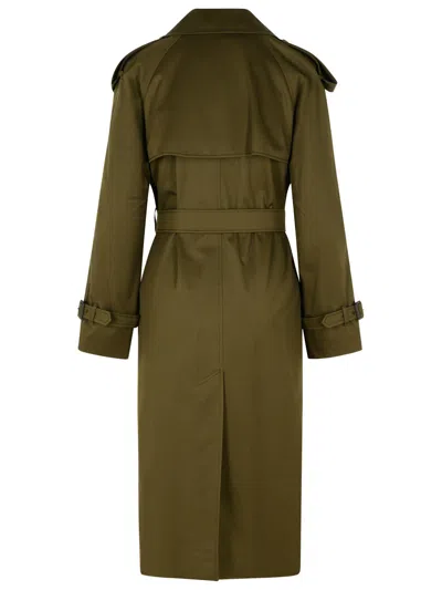 Burberry Belted Double-breasted Long Trench In Green