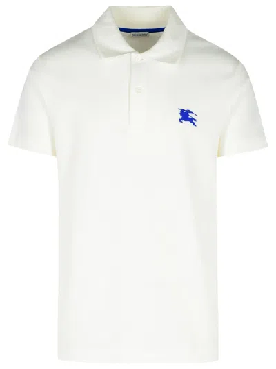 Shop Burberry White Cotton Polo Shirt Men
