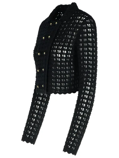 Dolce & Gabbana Wool Jacket Scalloped Edges Button Detailing In Black