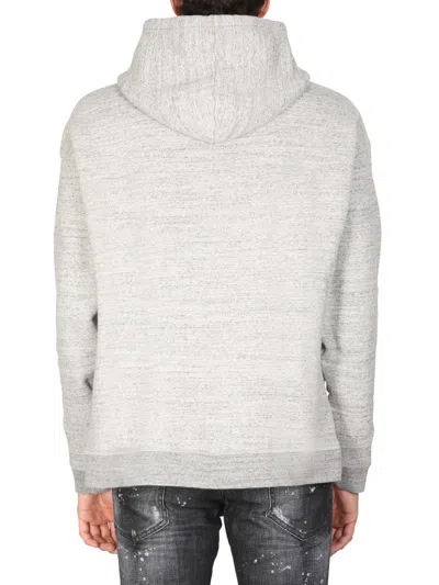 Dsquared2 Camo Patch Anorak Sweatshirt With Drawstring Hood In Gray