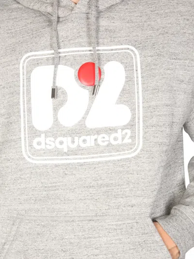 Dsquared2 Camo Patch Anorak Sweatshirt With Drawstring Hood In Gray