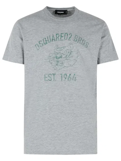 Dsquared2 Logo Bros Print T-shirt In Gray