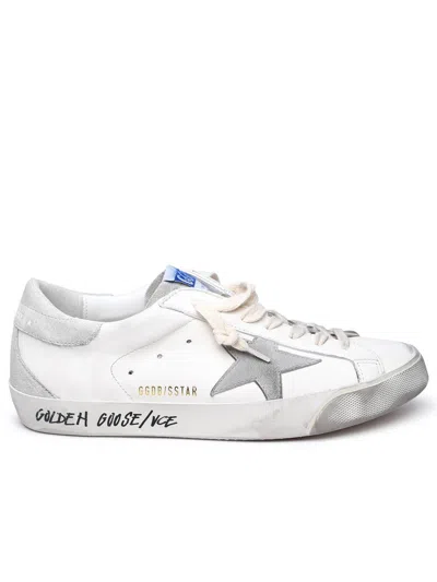Golden Goose Super Star Leather Upper And Heel Suede Star And Spur In White
