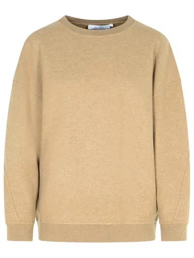 Max Mara 'elvira' Crew Neck Wool Blend Sweatshirt In Brown
