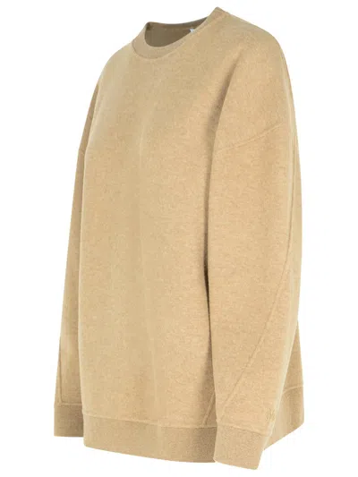 Max Mara 'elvira' Crew Neck Wool Blend Sweatshirt In Brown