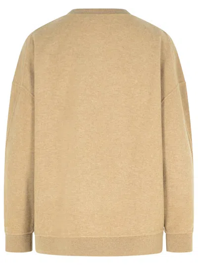 Max Mara 'elvira' Crew Neck Wool Blend Sweatshirt In Brown