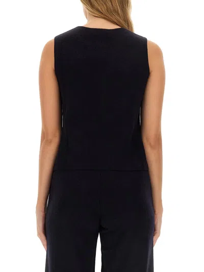 Max Mara Crewneck Sleeveless Tank Top In Blue